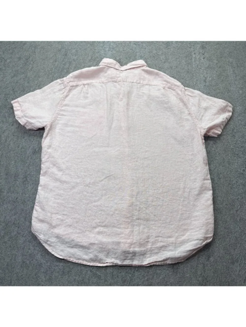 J.Crew Linen Shirt Men XL Pink Solid Classic Fit Short Sleeve Button-Down